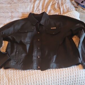 Harley-Davidson Blacked Coated Jean Jacket with Chrome Accents